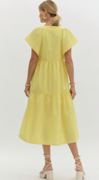 entro Marvelous Midi Dress in yellow - women's dress - detail view