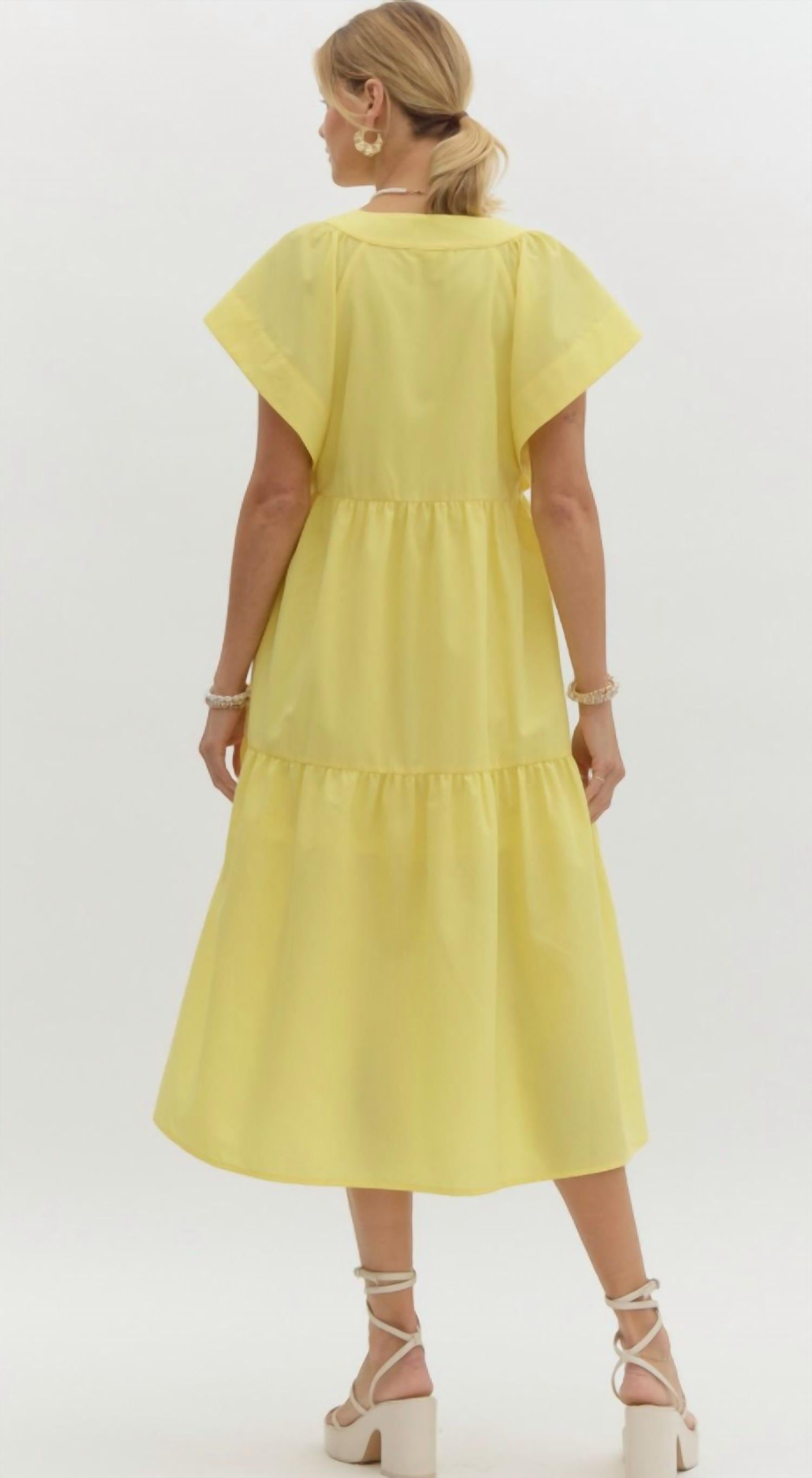 entro Marvelous Midi Dress in yellow - women's dress - detail view