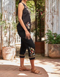 PAPARAZZI Viscose Embroidered Crop Pant in black - women's pants - view 5