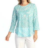 Jess & Jane - Round Hem Quarter Sleeve Slub Top