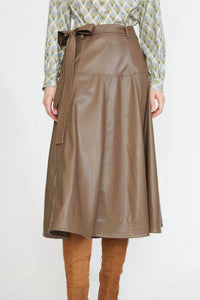 Stellah - Faux Leather Midi Skirt
