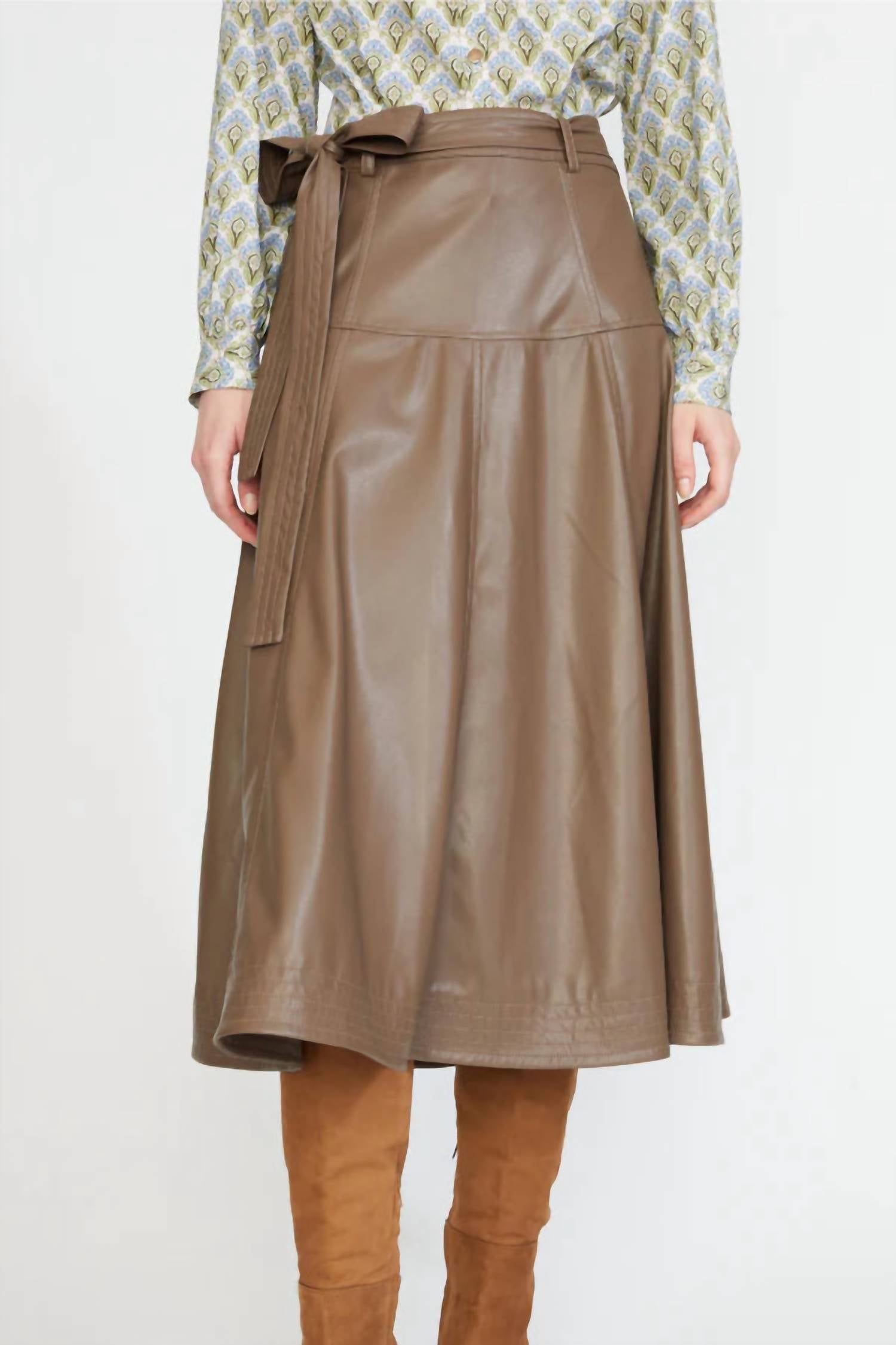 Stellah - Faux Leather Midi Skirt