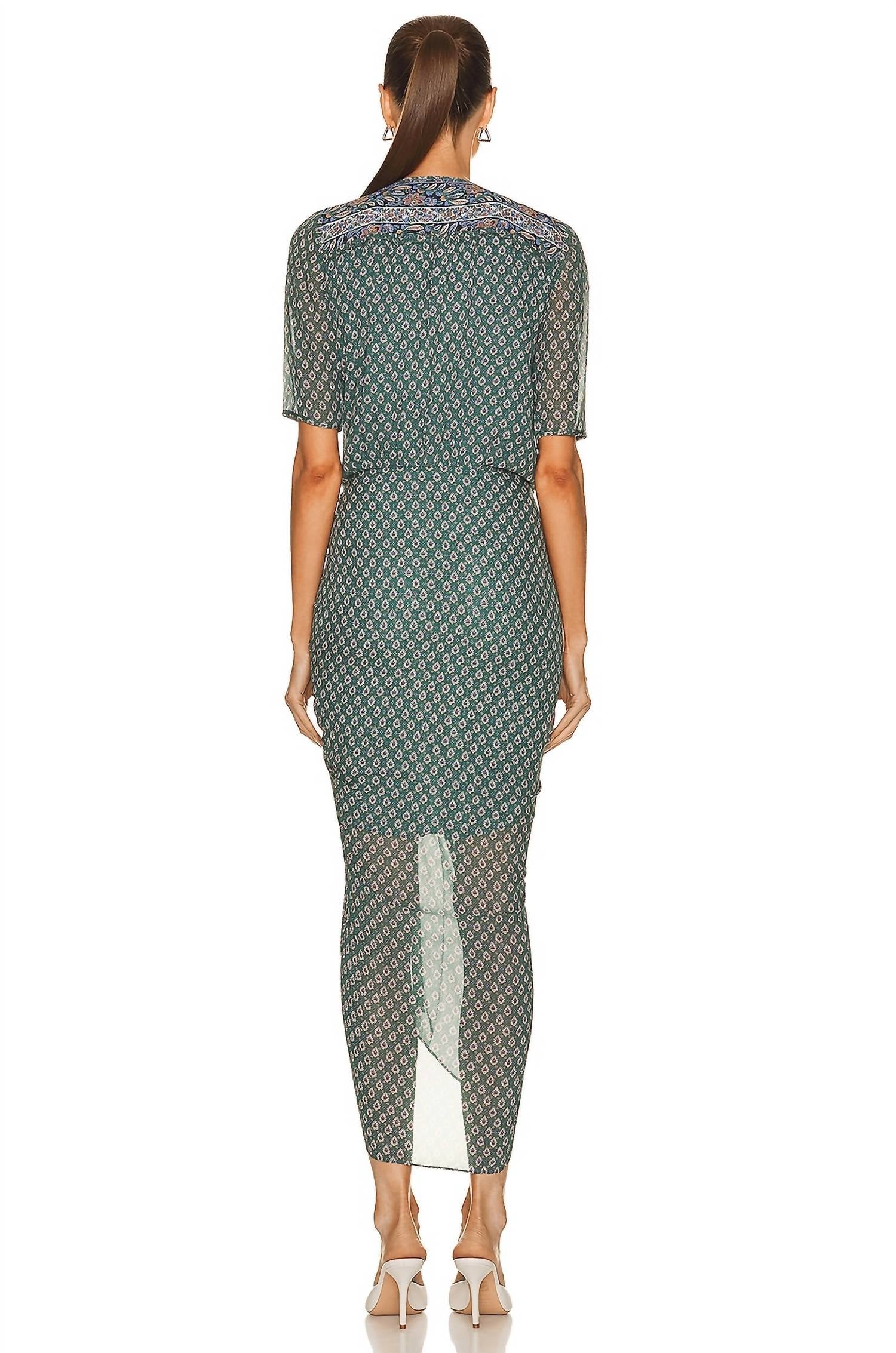 Veronica Beard Mariposa Midi Wrap Dress in seaglass multi - women's dress - view 4