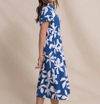 SOUTHERN TIDE Tyra Printd Ruffle Sleeve Midi Dress in nautical blue - women's dress - alternate view