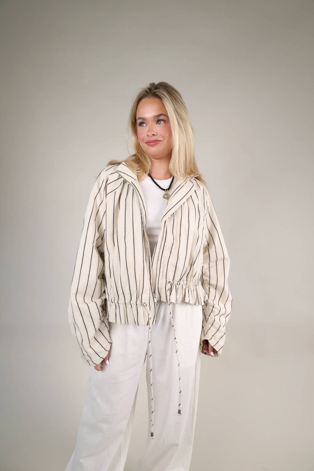 Free People - Women's Devon Balloon Striped Jacket