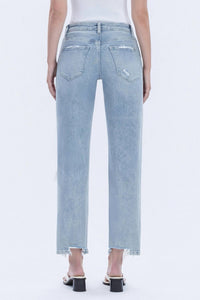 VERVET BY FLYING MONKEY 90's Super High Rise Distressed Dad Jeans in blue - women's jeans - detail view