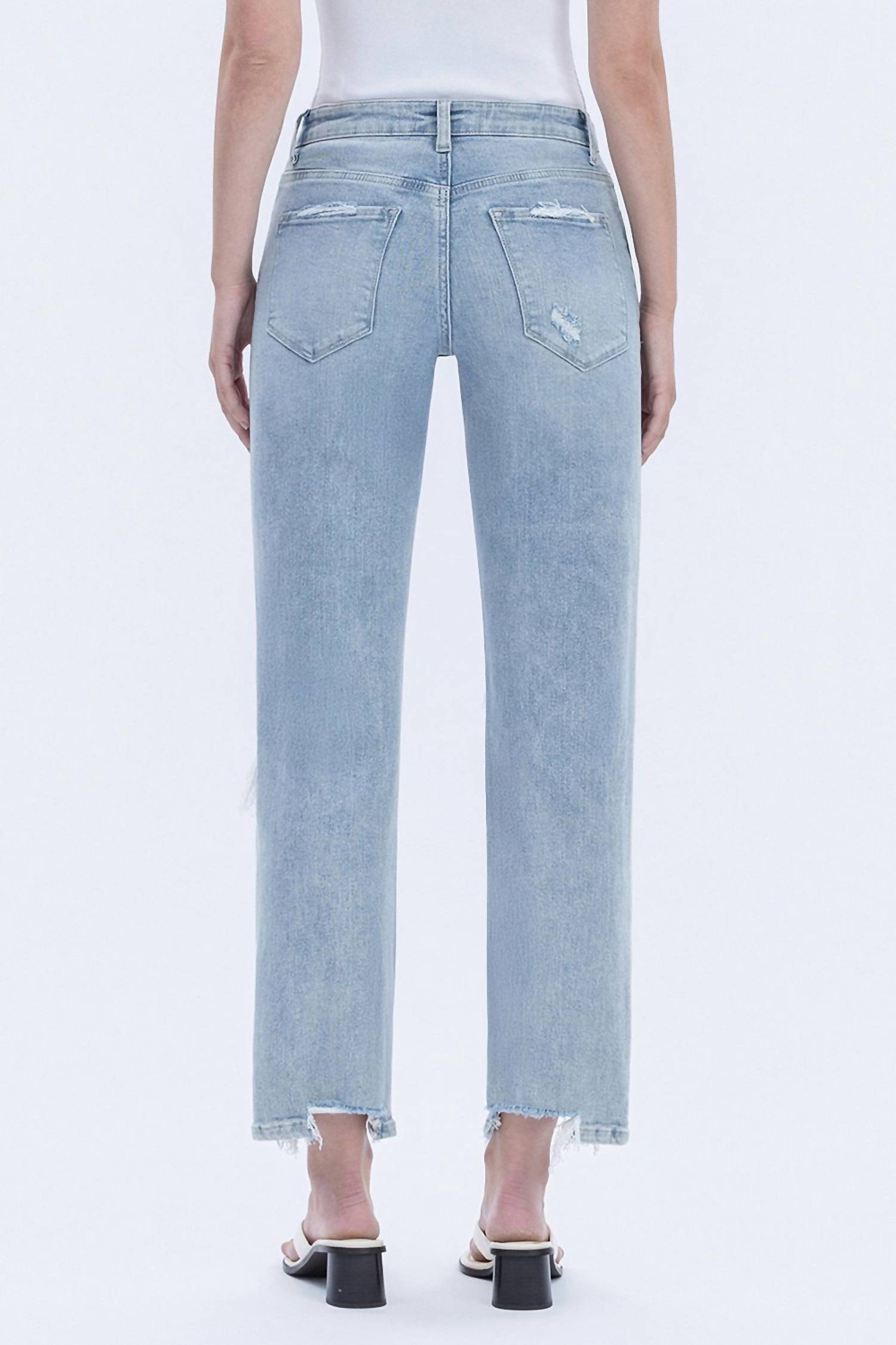 VERVET BY FLYING MONKEY 90's Super High Rise Distressed Dad Jeans in blue - women's jeans - detail view