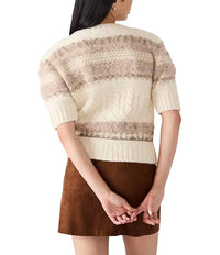 STEVE MADDEN Tibi Short Sleeve Cardigan in multi - women's cardigan - detail view