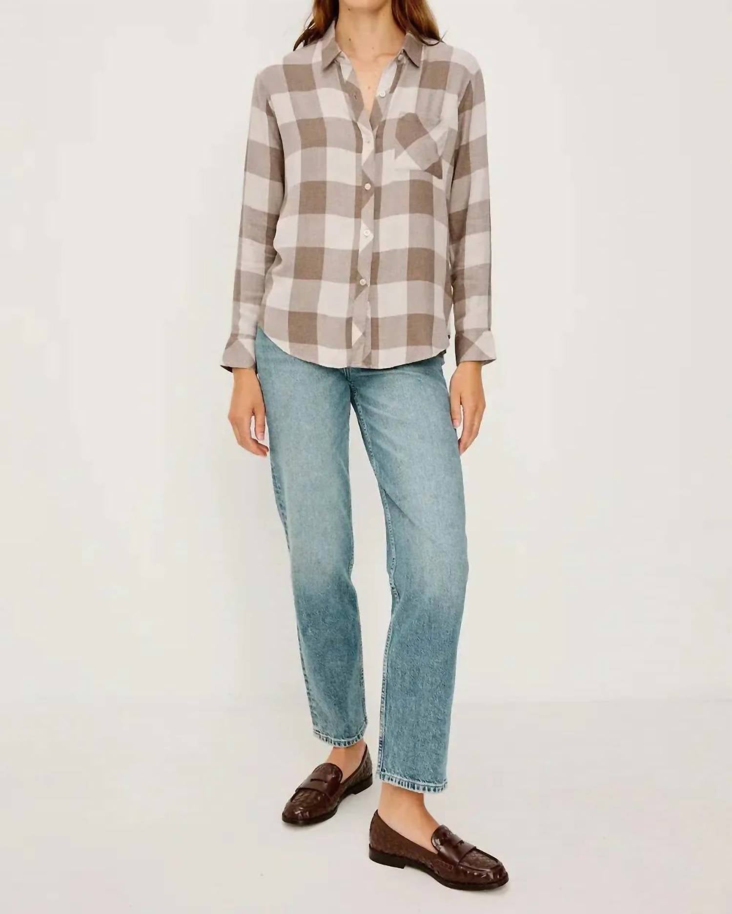 Rails Hunter Button Down Shirt in dove brown - women's shirt - view 4