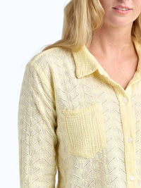 Red Haute - Eyelet Cropped Button Down Shirt