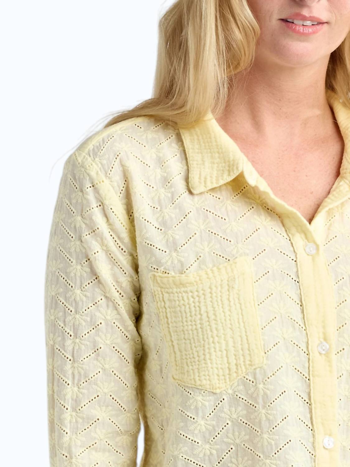 Red Haute - Eyelet Cropped Button Down Shirt