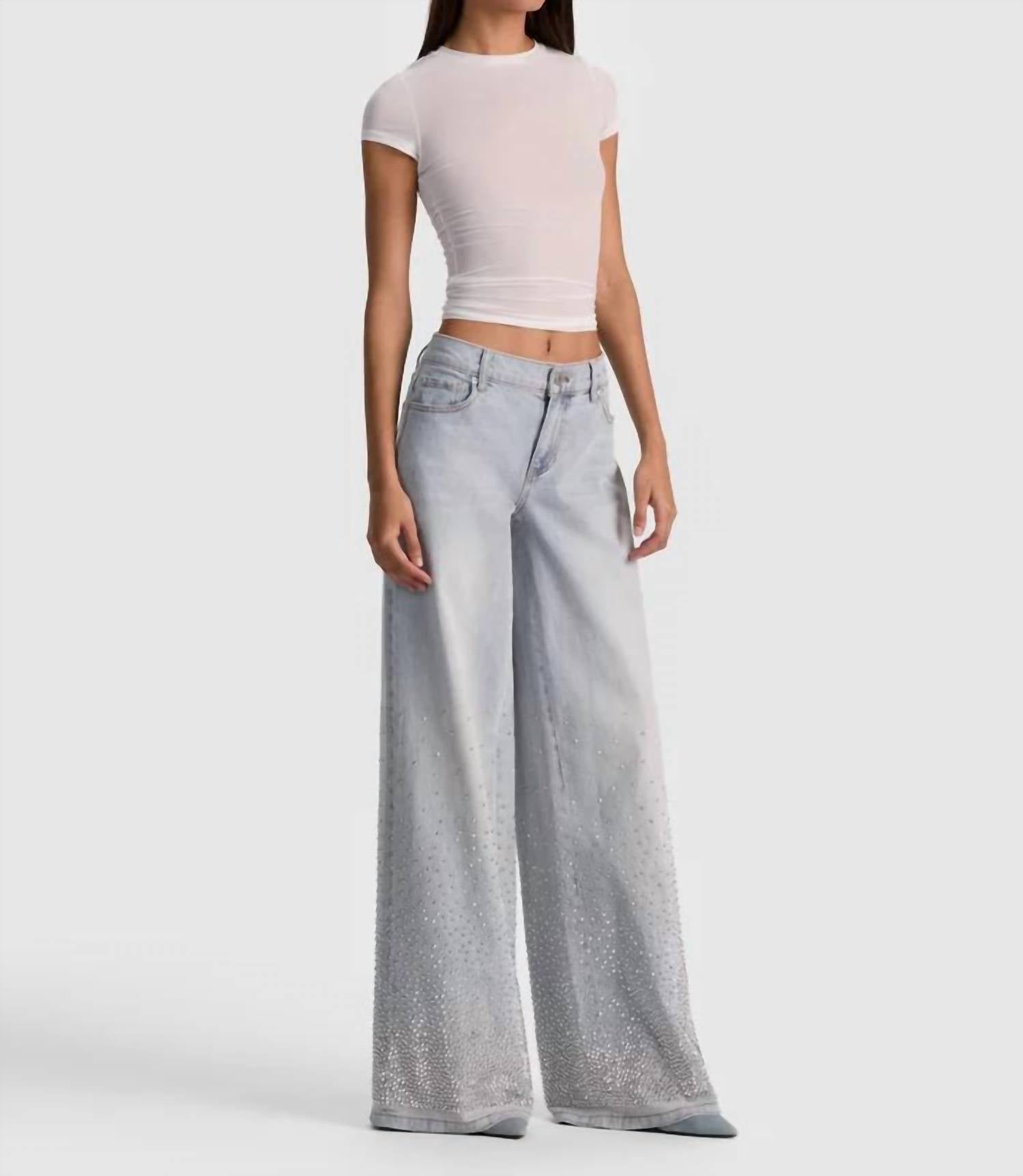 Alice + Olivia - Amazing Mid Rise Embellished Jeans