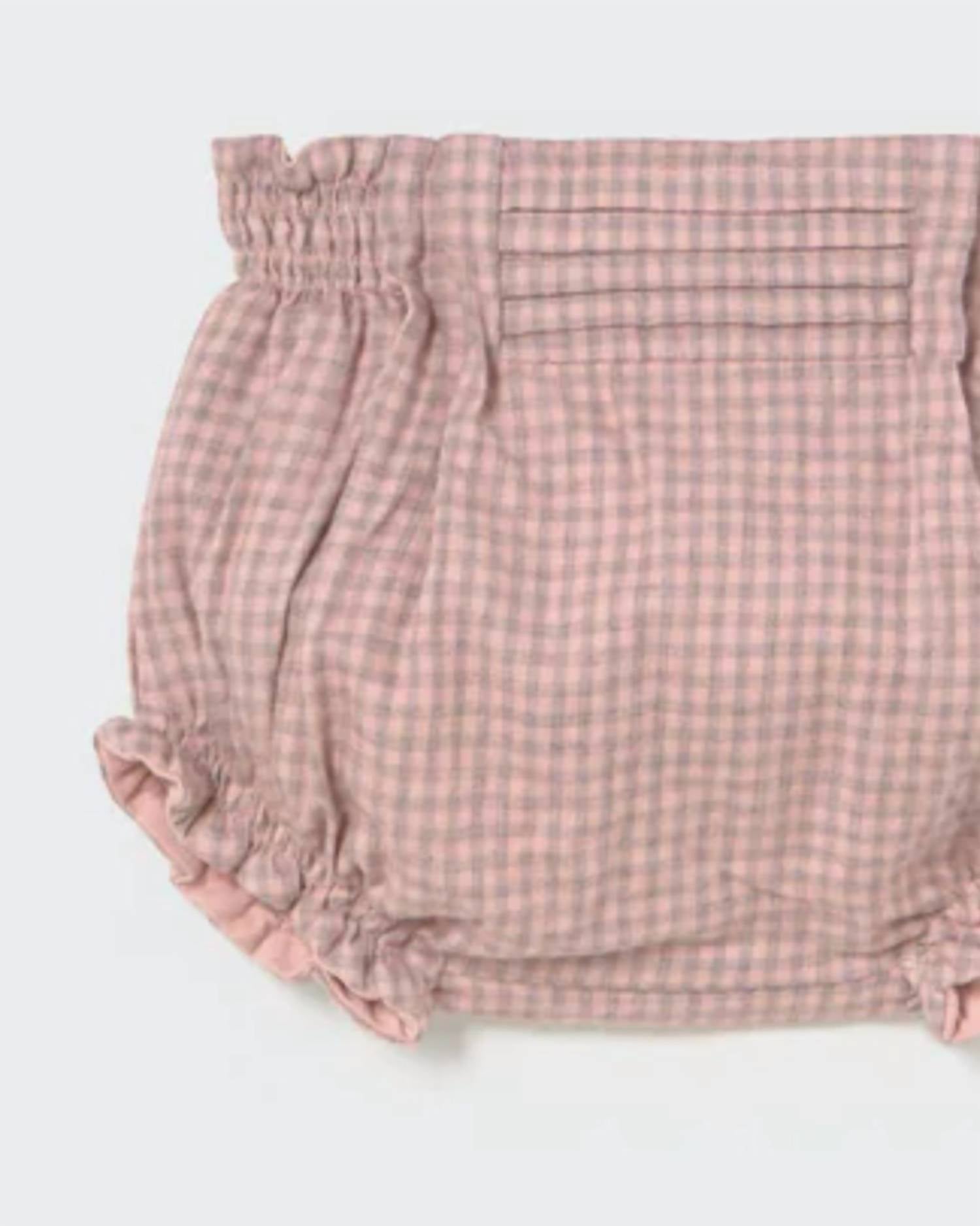 Cozmo - Girls' Mini Gingham Flannel Newborn Bloomers