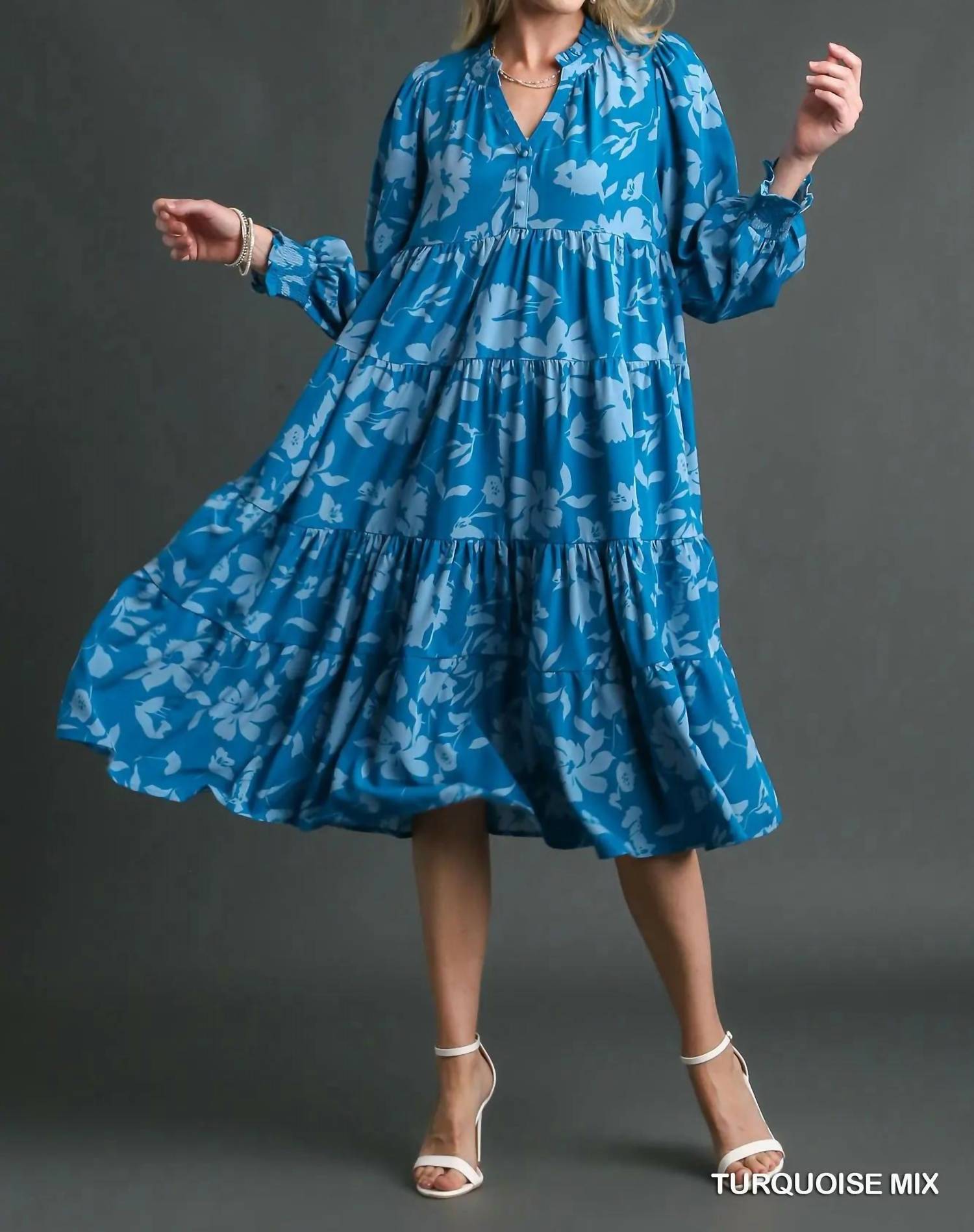 Umgee - Tiered Floral Print Dress