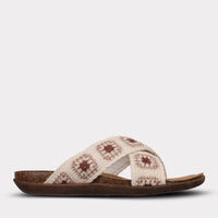 Mykos Women's Leyla Crossband Sandal in white crochet - women's sandal