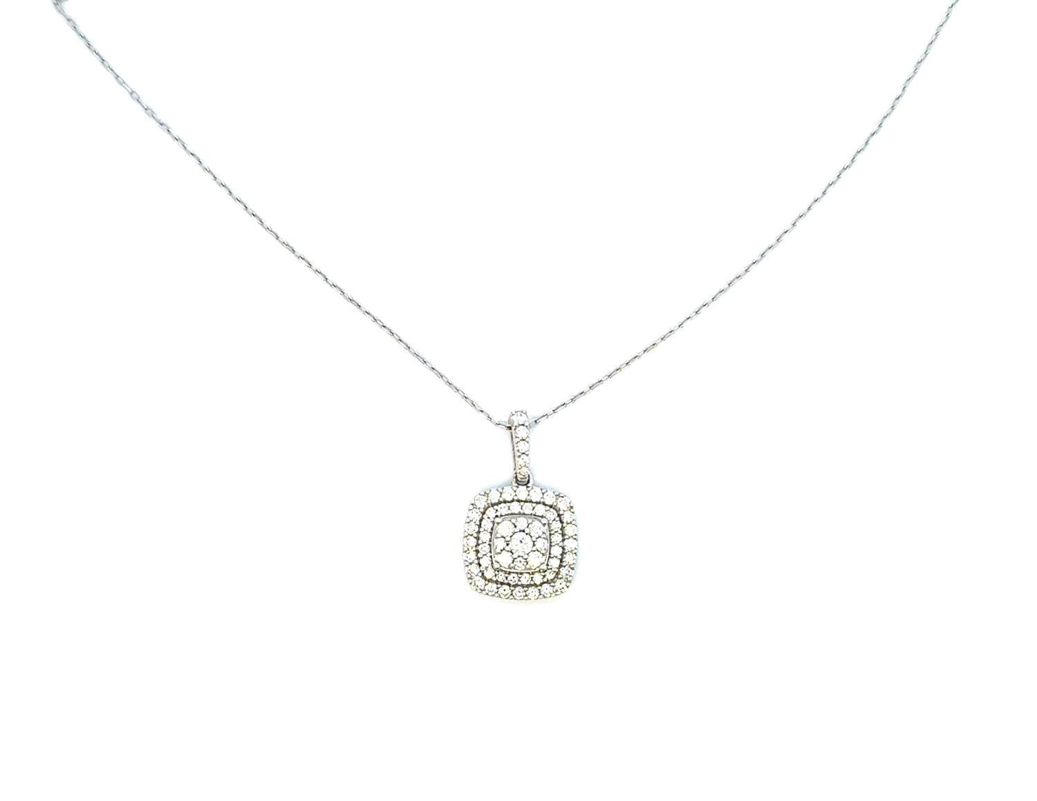 Aamiaa - 1.00 Carat Natural Diamond Cushion Double Halo Pendant