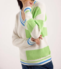 Brodie Cashmere - Valerie Stripe V-neck Sweater