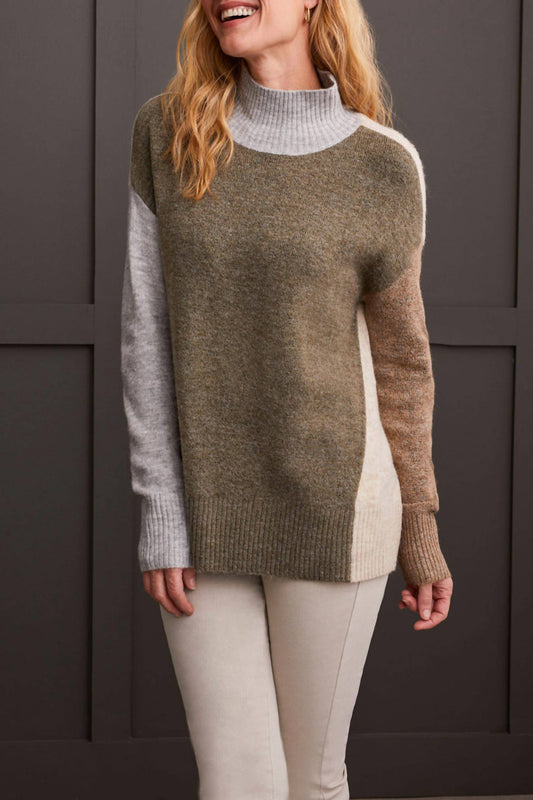 Tribal - Long Sleeve Mock Neck Colorblock Sweater