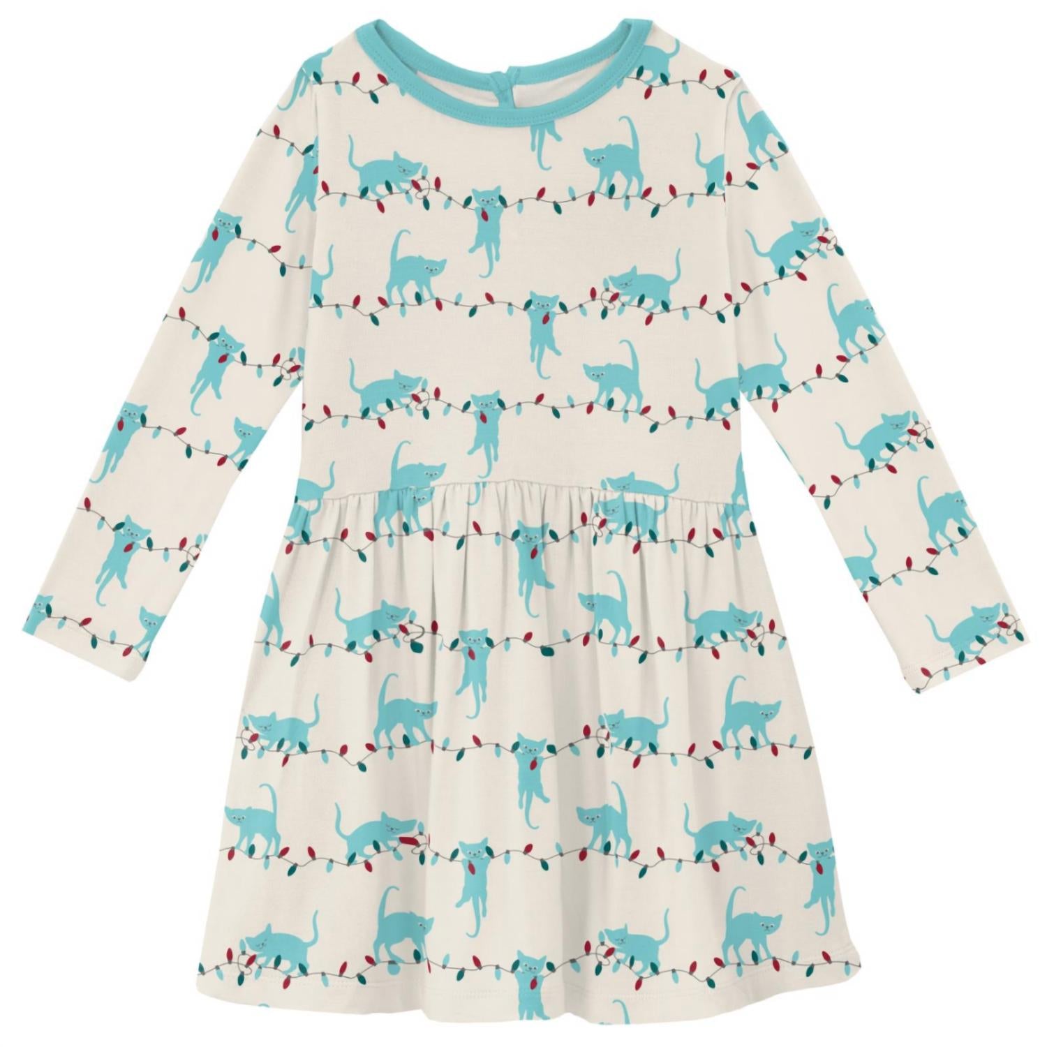 Kickee - Girls' Bamboo Print Long Sleeve Twirl Dress