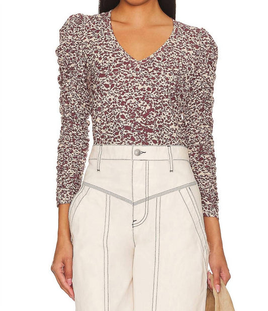 Nation Ltd - Renee Shirred Sleeve V-neck Top