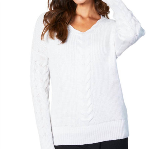 V-Neck Cable Knit Sweater