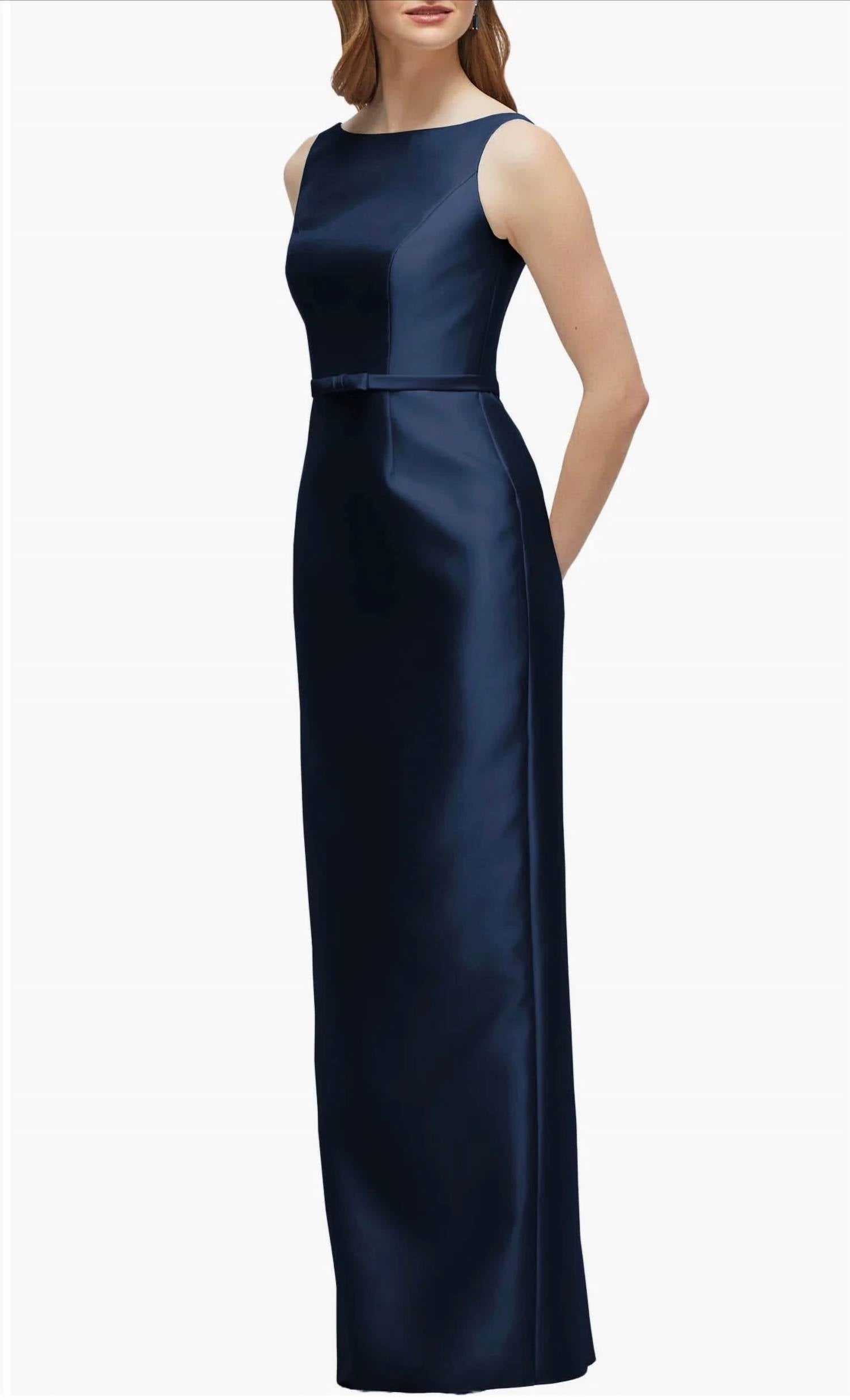 Alfred Sung - Sleeveless Bow Waist Full Length Gown