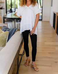 One Eleven North - Giving In V Neck Spliced Top