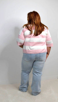Hayden La - Stripe Knit Button Down Top
