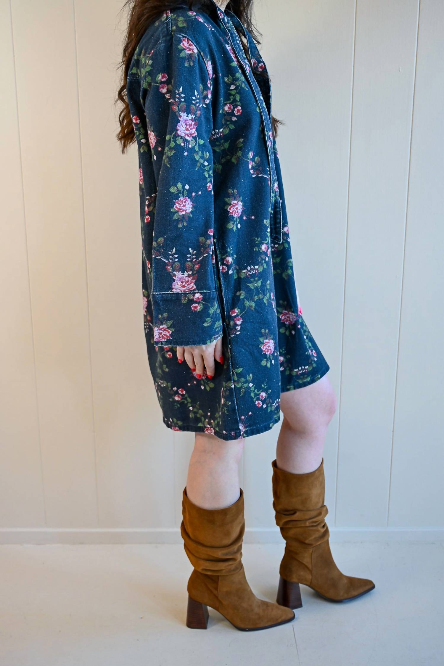 Raisonnel Congress Ave Floral Denim Dress in blue - women's dress - detail view