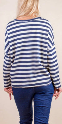 Gigi Moda - Bellissima Stripe V-neck Sweater