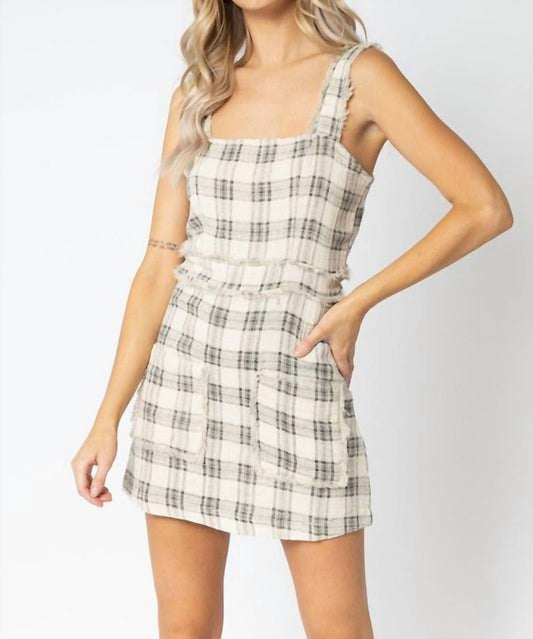 Olivaceous - Freida Plaid Tank Mini Dress