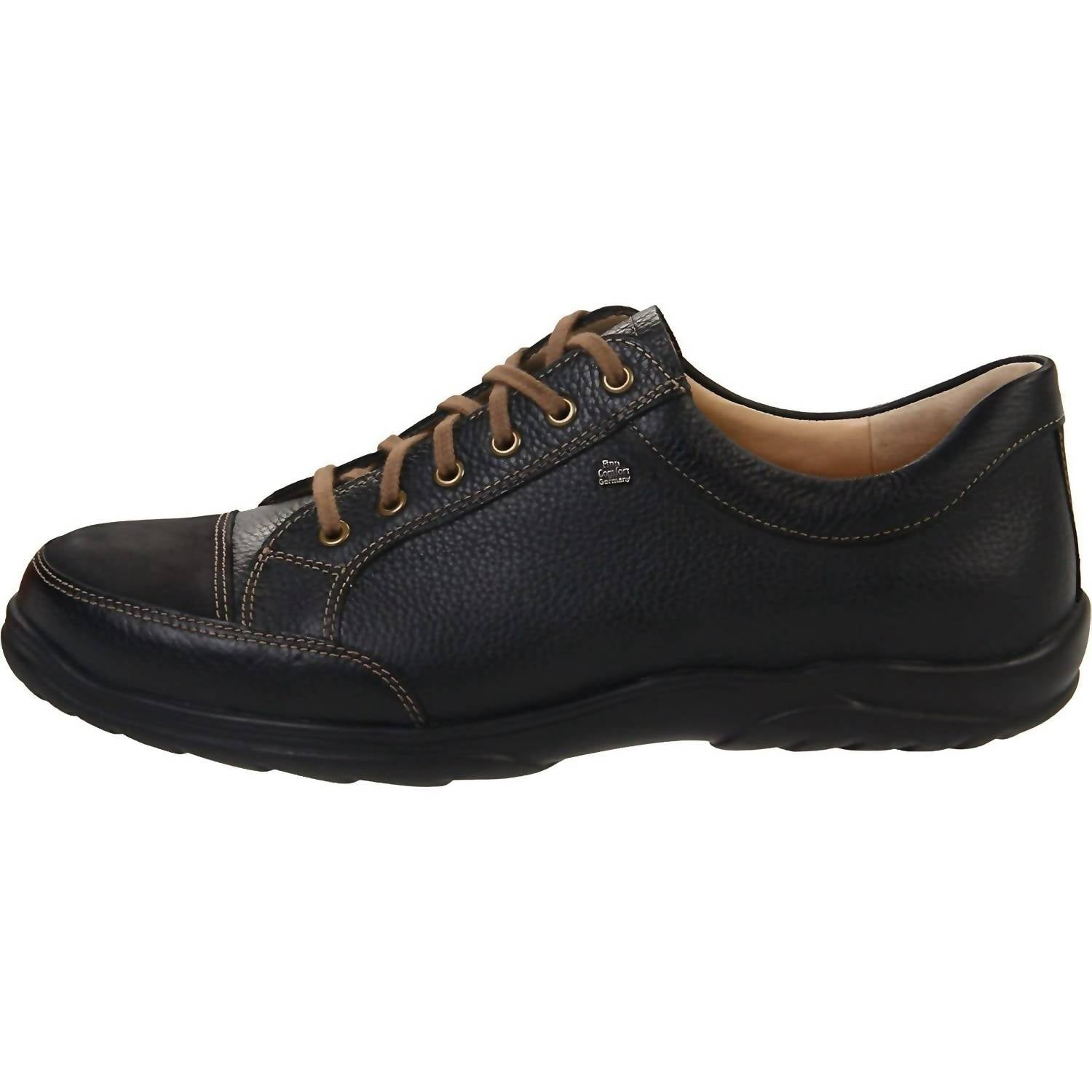 Finn Comfort Men's Alamo Leather Shoes in schwarz black bison buggy 1 - men's loafer - alternate view