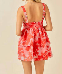 Day + Moon - Floral Organza Tiered Romper Dress