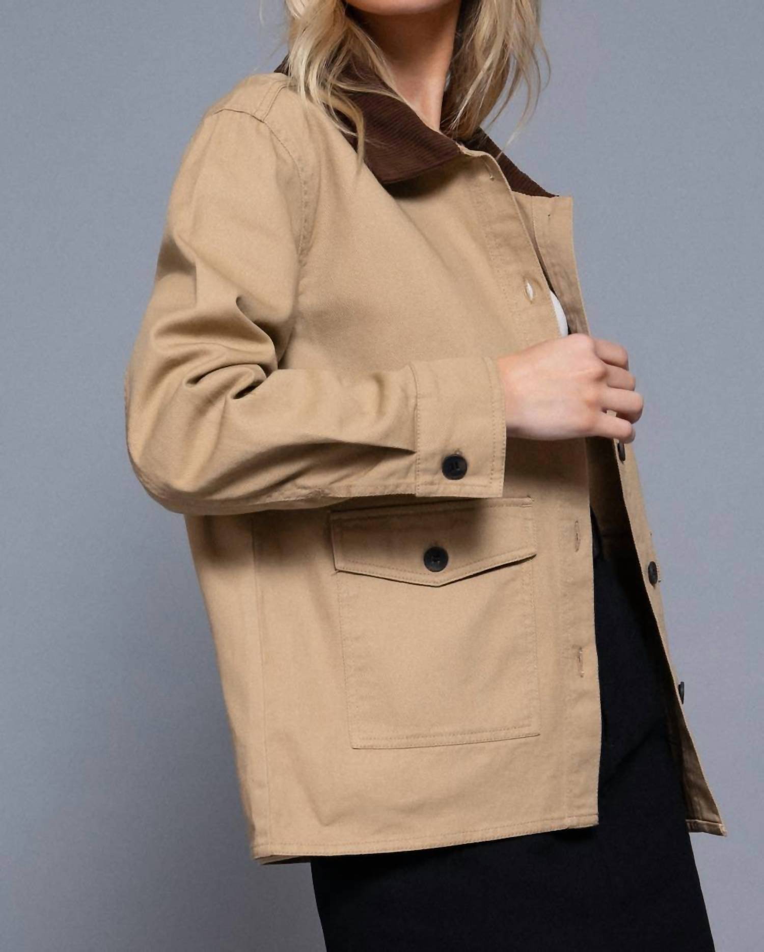 Active Basic - Corduroy Collar Twill Work Jacket