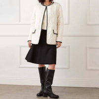 Karen Kane Edge Stitch Quilted Jacket in cream and black - women's jacket - view 5
