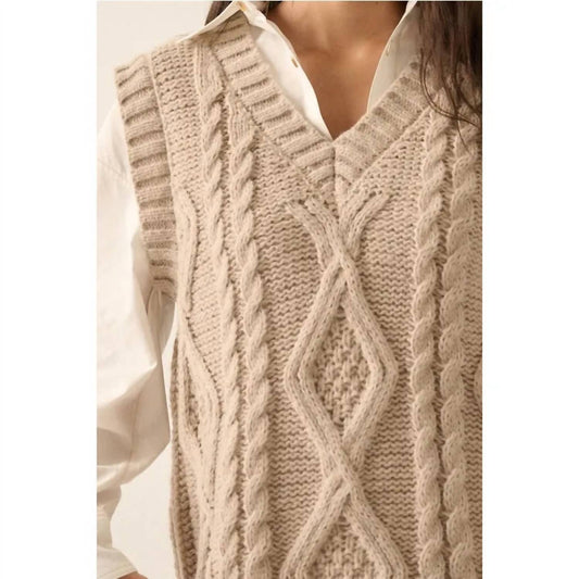 Promesa - V-neck Cable-knit Sweater Vest