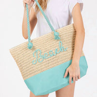 3Am By H&D Accessories - Women's Crochet & Color-sewn Rope Beach Tote Bag