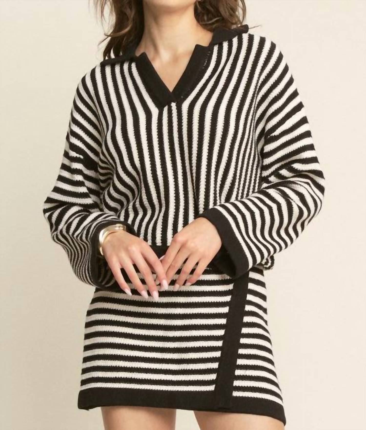 Hersy Knitted Wrap Skirt in black white - women's skirt - alternate view