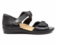 Ziera Women's Doxie Sandal - Wide in black leather - women's sandal - detail view