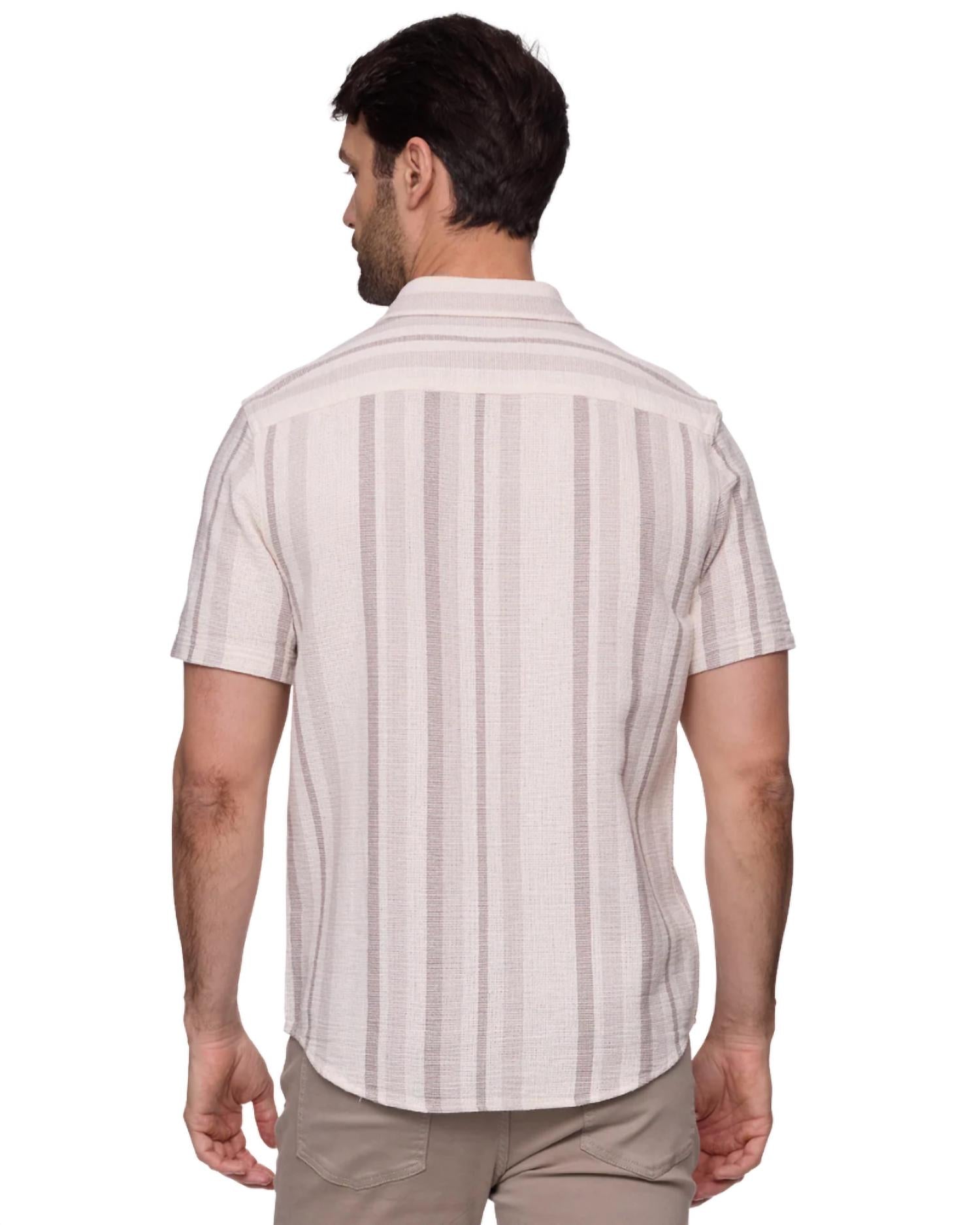 Flags & Anthem - Orleans Sleeve Short Stripe Textured Shirt