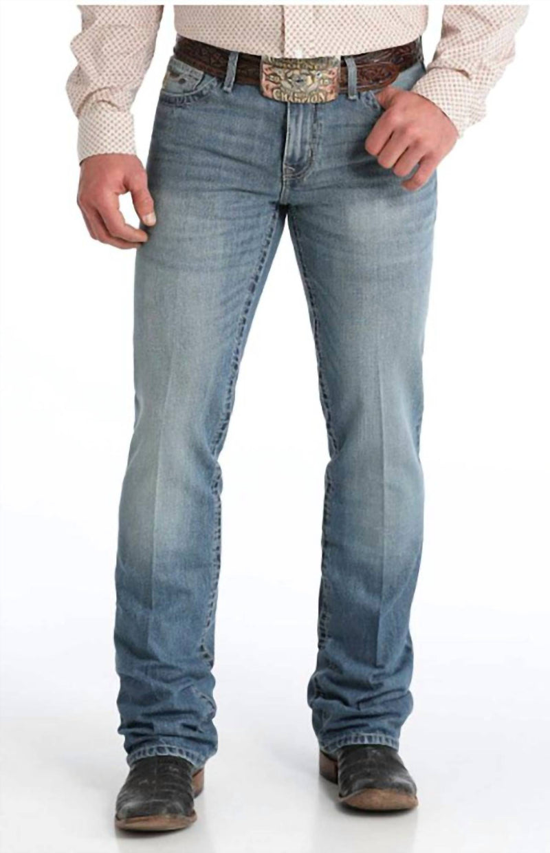CINCH Men's Ian Mid Rise Slim Boot Cut Jeans in light blue - men's jeans