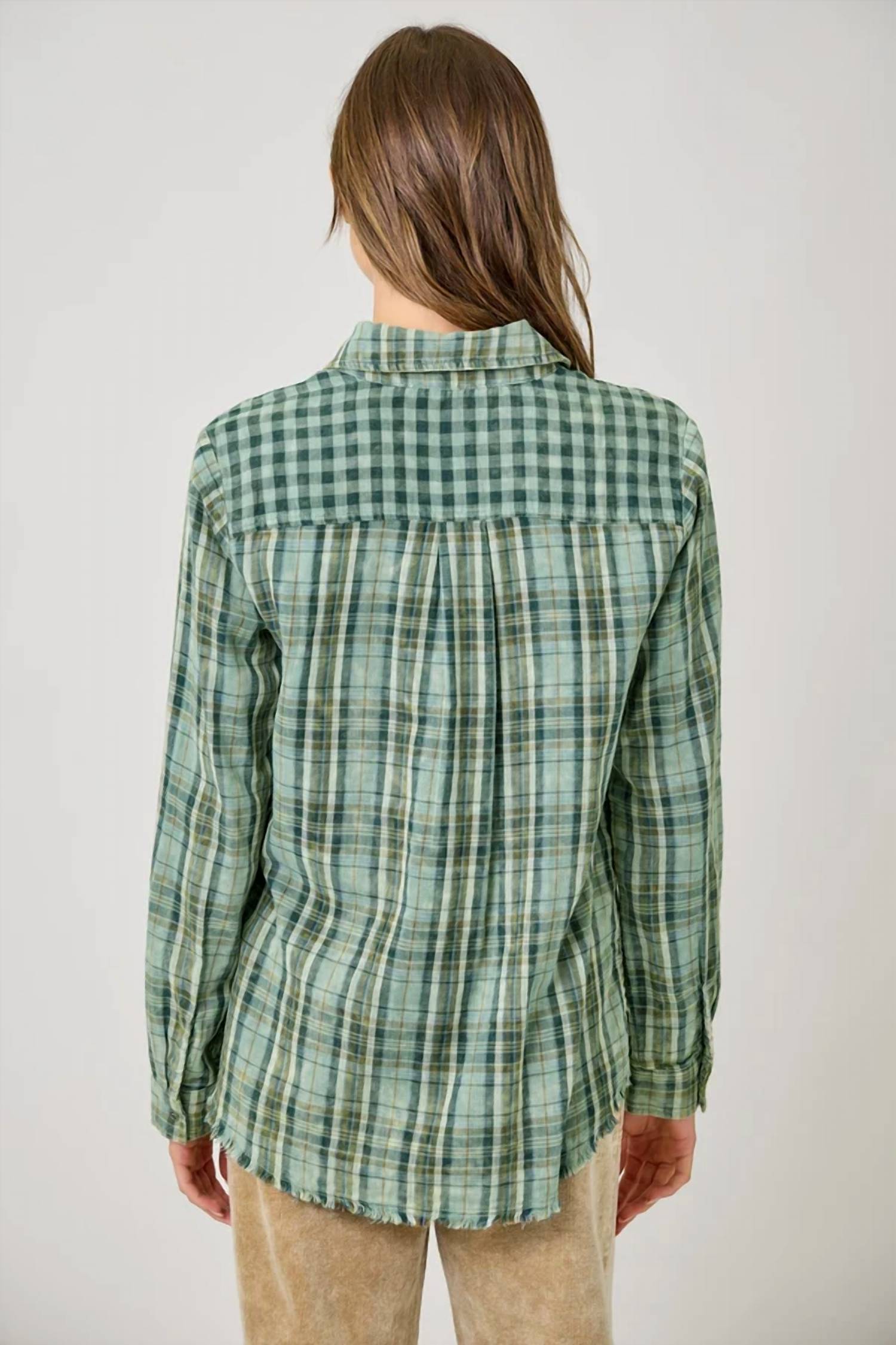 Mystree - Fringe Bottom Detail Plaid Shirt