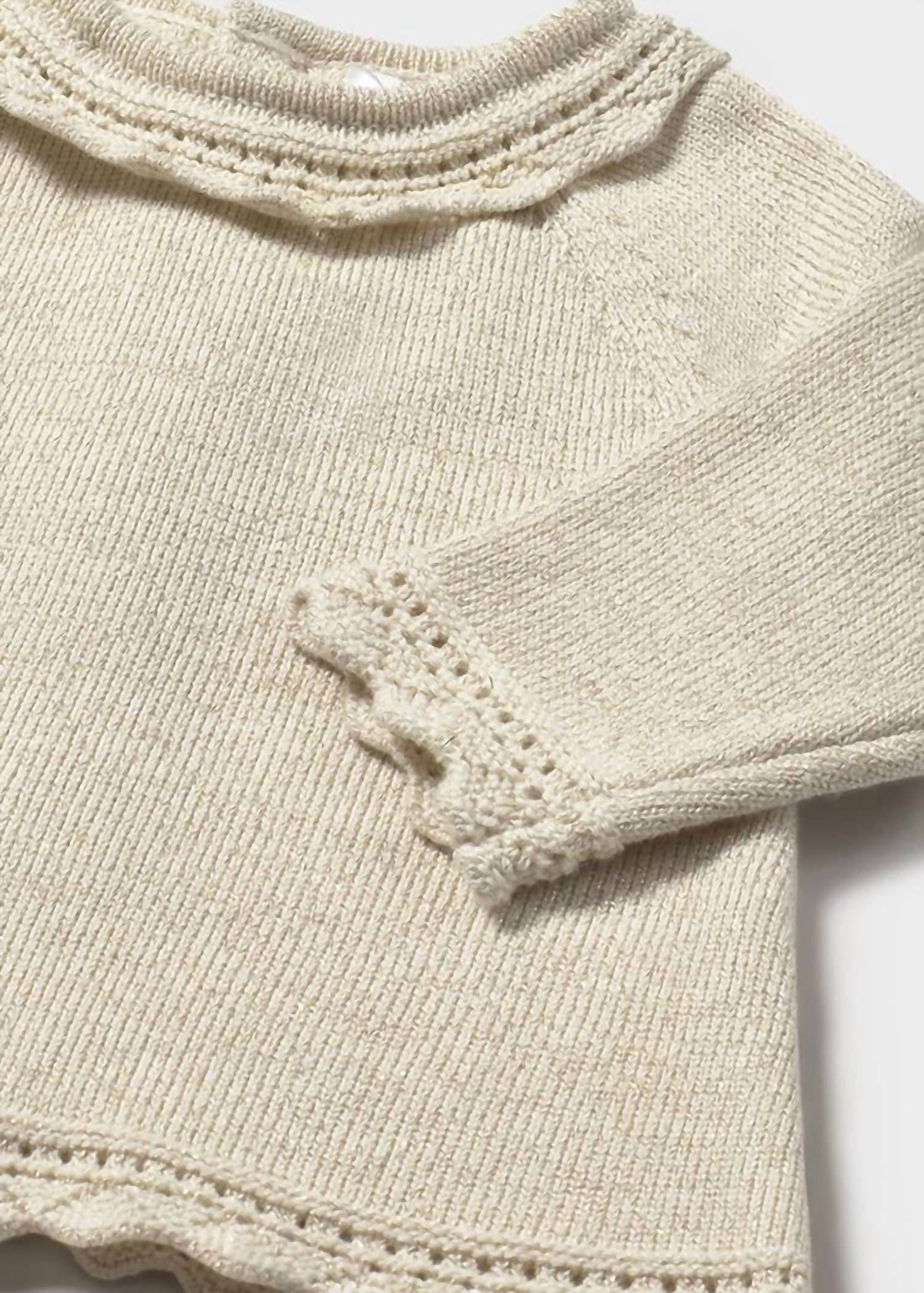 Mayoral Baby's Knit Sweater With Bloomers And Tights Set in olive - item - detail view