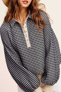 La Miel - Two Tone Textured Long Sleeve Top