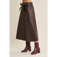 In February - Sophisticated Leather Belted Midi Skirt