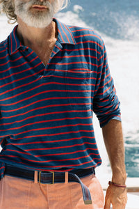 Quaker Marine Supply Co. - Long Sleeve Indigo Polo