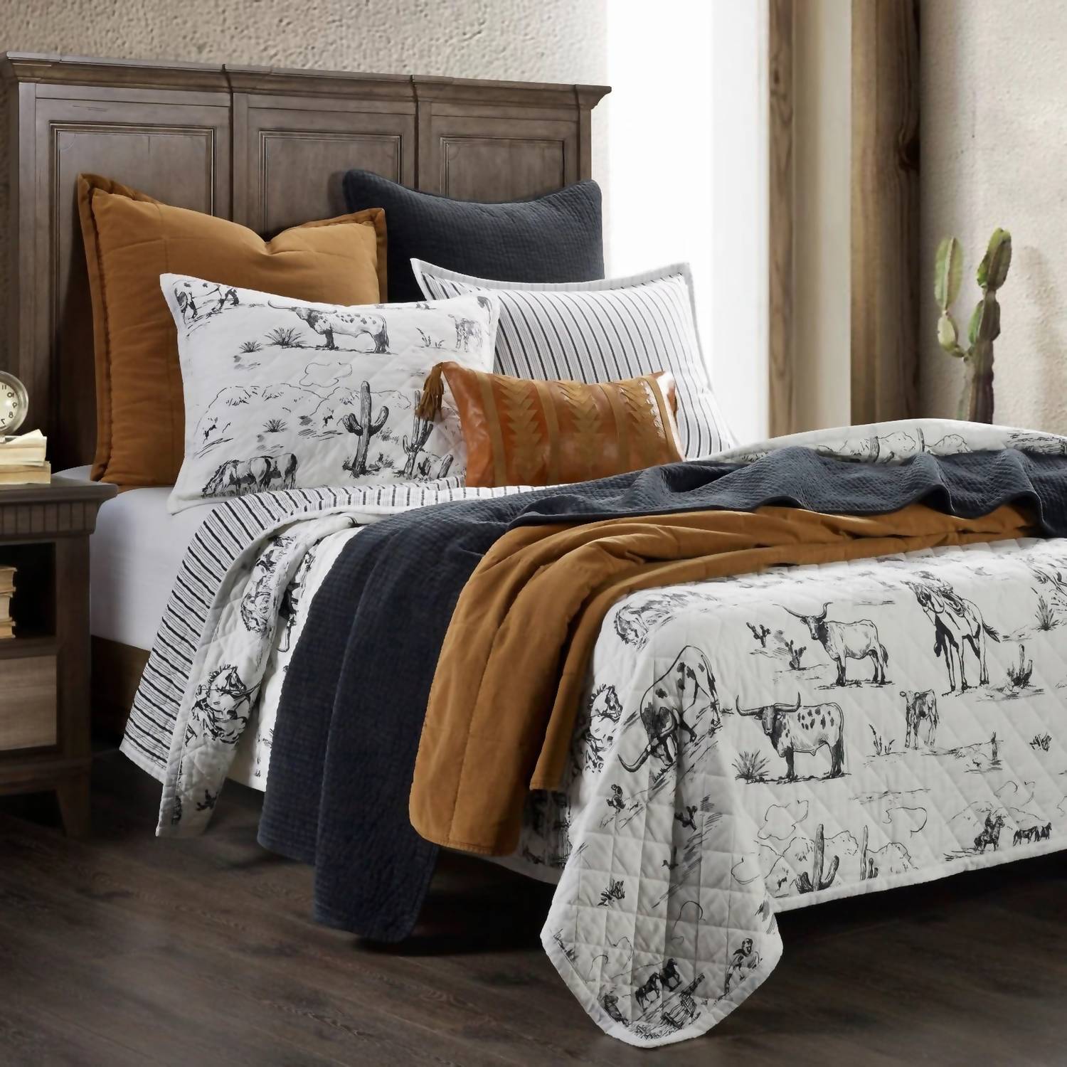 Hiend Accents - Ranch Life Western Toile Reversible Quilt Set