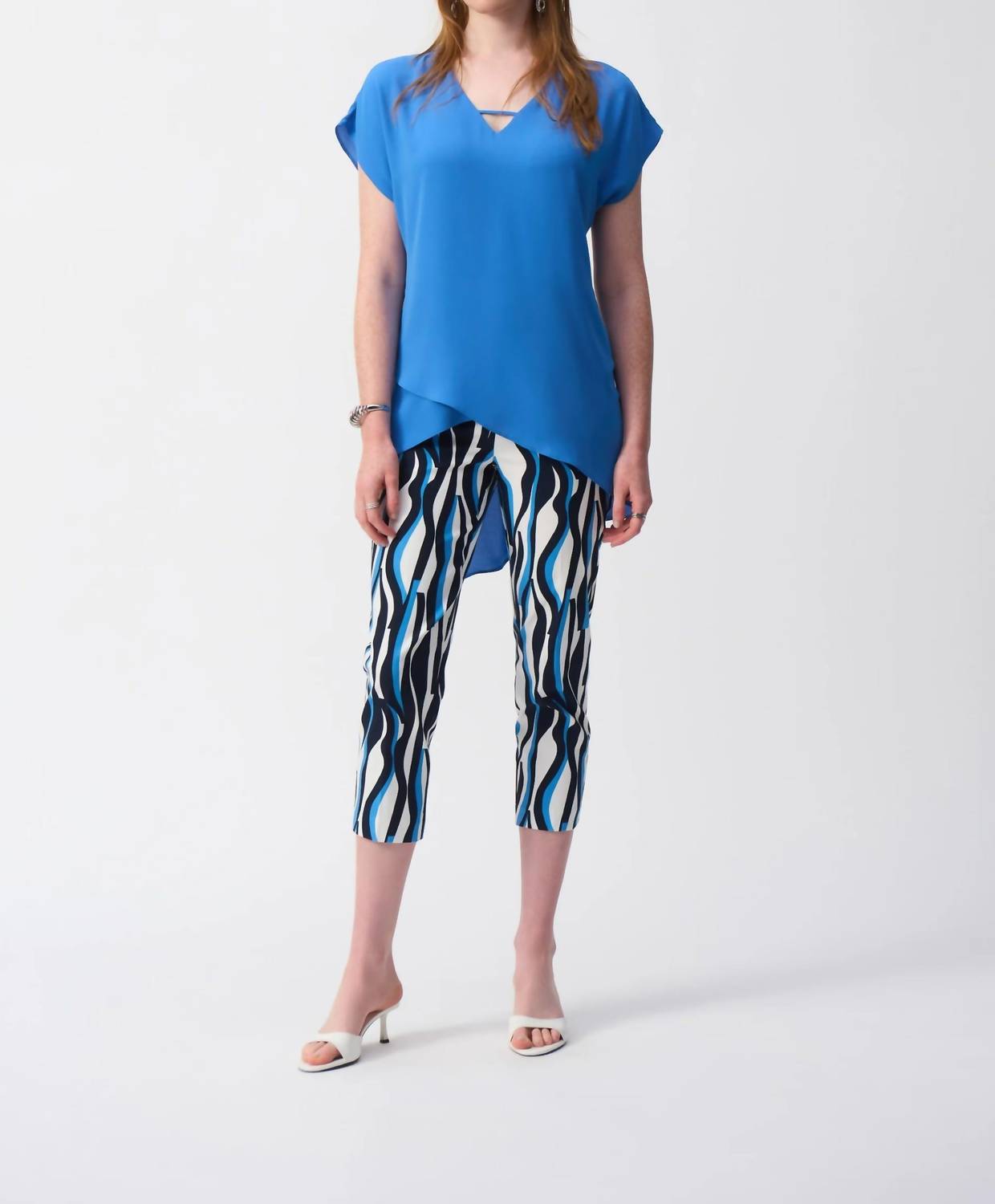 Joseph Ribkoff - V-neck Lightweight Asymmetric Top
