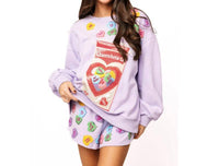 QUEEN OF SPARKLES Queen Hearts Candy Box Top in lavender - women's top