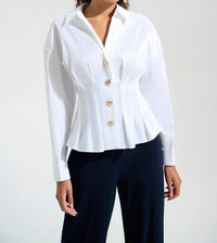 Joseph Ribkoff Stretch Taffeta Fit & Flare Blouse in vanilla - women's blouse